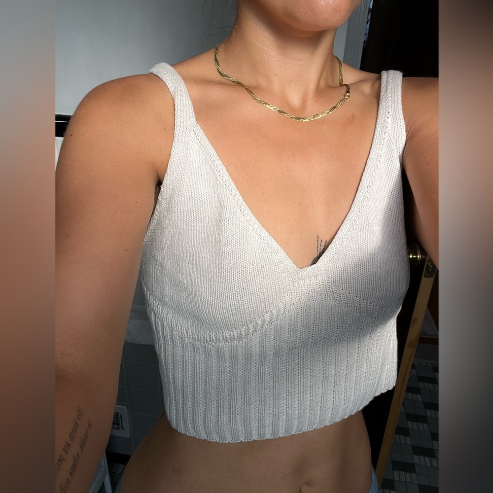 Kotn knit cropped tank in alabaster.